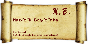 Mazák Bogárka névjegykártya